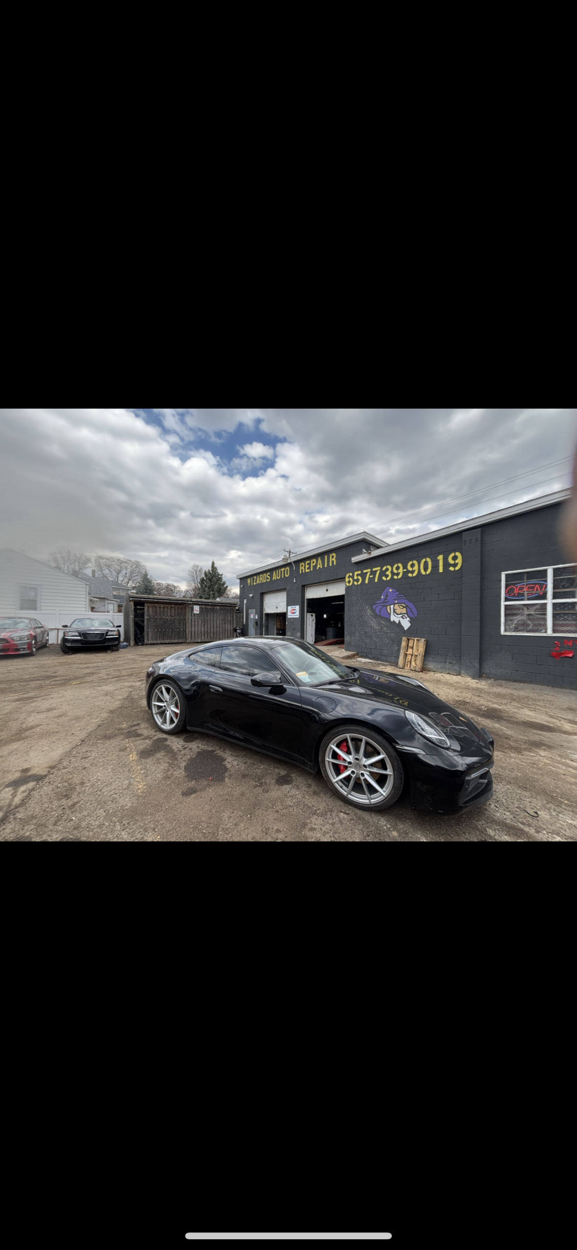 Black Porsche 911 at Wizards Auto Repair St Paul